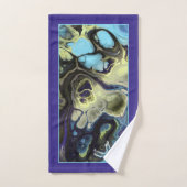 Blauw en zwart tie kleurstof marmer patroon en mon bad handdoek (Handdoek)