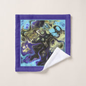 Blauw en zwart tie kleurstof marmer patroon en mon bad handdoek (Wasdoekje)