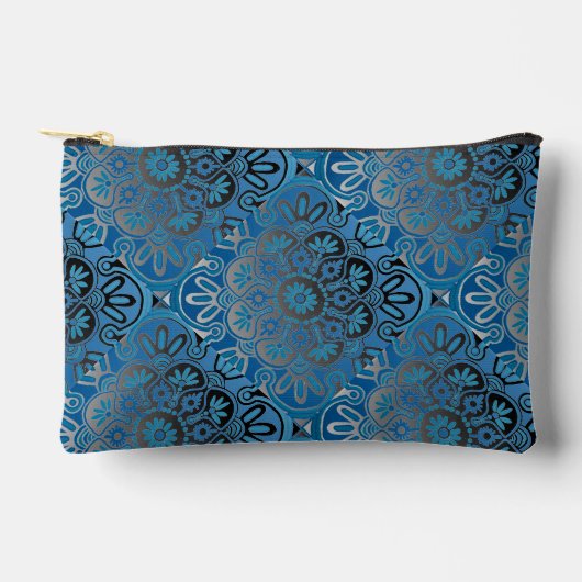 Blauw en Zwart Travel Accessoiretas Etui (Voorkant)