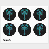 Blauw en zwart Tribal Scorpion Ronde Sticker (Vel)