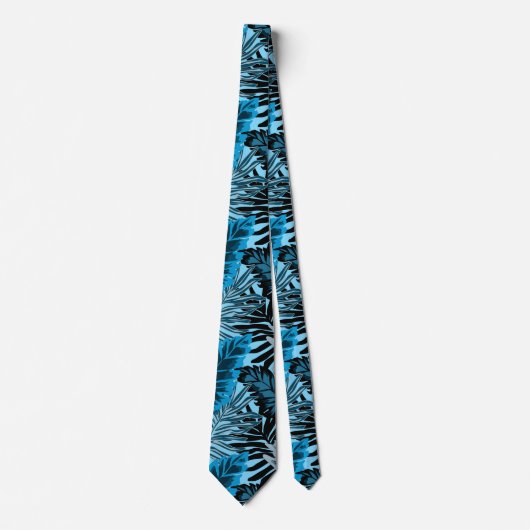 Blauw en zwart tropisch patroon. stropdas (Voorkant)