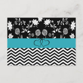 Blauw en zwart trouwdetails kaart (Achterkant)