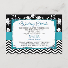 Blauw en zwart trouwdetails kaart