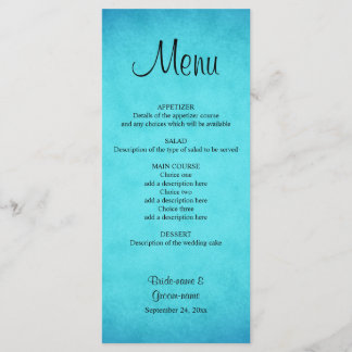 Blauw en zwart trouwmenu menu