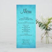 Blauw en zwart trouwmenu menu (Staand voorkant)