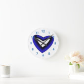 Blauw en zwart verloop hart ronde klok (Huis)