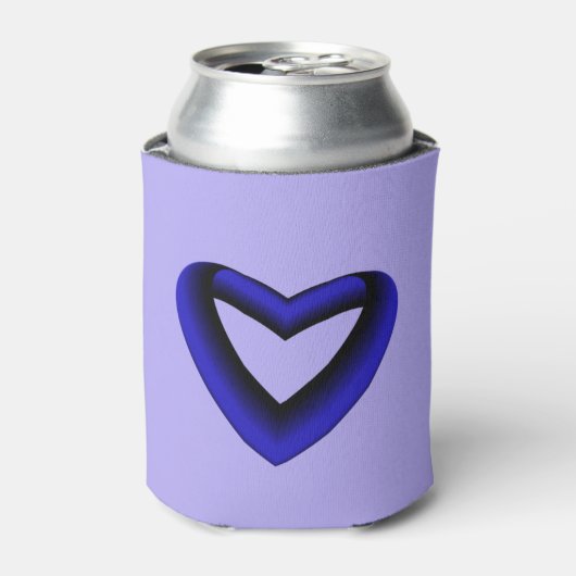 Blauw en zwart verloophart blikjeskoeler (Blikje Voorkant)