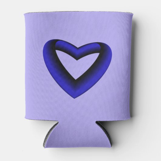 Blauw en zwart verloophart blikjeskoeler (Voorkant)