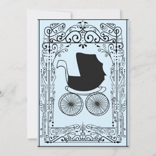 Blauw en zwart  vervoerdeco Baby shower Kaart (Achterkant)