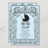 Blauw en zwart  vervoerdeco Baby shower Kaart (Voorkant / Achterkant)