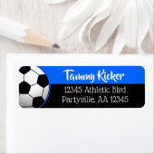 Blauw en zwart voetbaladres etiket (Insitu)