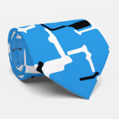 Blauw en zwart wit Abstract patroon Stropdas (Opgerold)