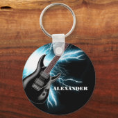Blauw en zwart-wit Sleutelhanger voor gitaarontwer (Voorkant)
