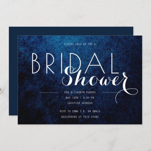 Blauw en zwart Witte teksten, Vrijgezellenfeest Kaart (Voorkant / Achterkant)