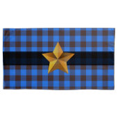 Blauw- en zwarte buffelplaat met Gold Star Kussensloop (Voorkant-Links)