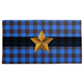 Blauw- en zwarte buffelplaat met Gold Star Kussensloop (Voorkant-Rechts)