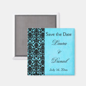 Blauw en Zwarte Damask sparen de Magnet van de Dat (Voorkant / Achterkant)