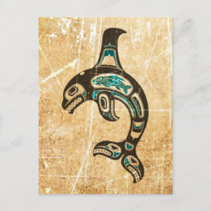 Blauw en zwarte Haida Spirit Killer Whale Briefkaart