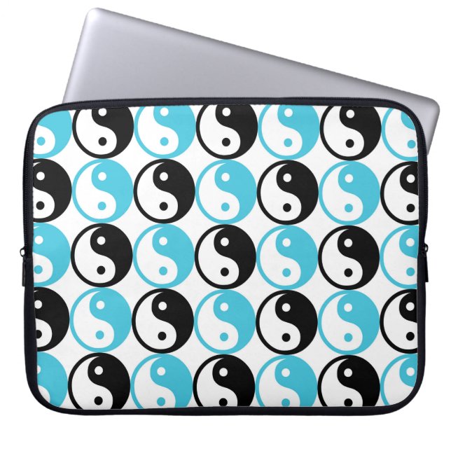 Blauw- en zwarte-jangpatroon laptop sleeve (Voorkant)