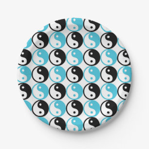 Blauw- en zwarte-jangpatroon papieren bordje