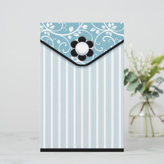 Blauw- en zwarte-koppelaarstationery briefpapier (Staand voorkant)