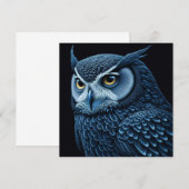 Blauw en Zwarte Serieuze Uil (Voorkant / Achterkant)
