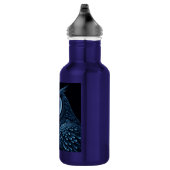 Blauw en Zwarte Serieuze Uil Waterfles (Rechts)