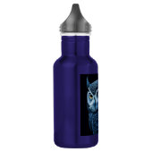 Blauw en Zwarte Serieuze Uil Waterfles (Links)