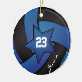 Blauw- en zwarte Star Volleyball Keramisch Ornament (Links)
