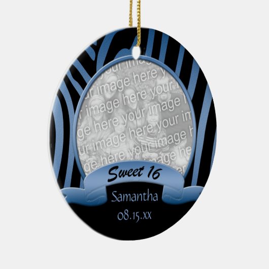 Blauw en zwarte Zebra zoet 16 Ornament (Rechts)
