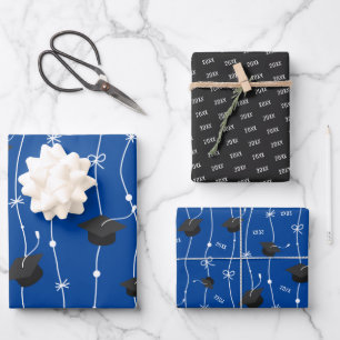 Blauw- en zwartwitpapier met schuifwiel inpakpapier vel