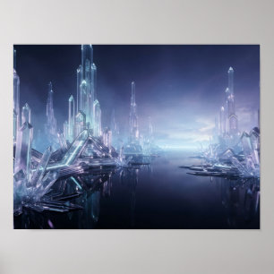 Blauw Energie Portaal Futuristische Sci-Fi Gateway Poster