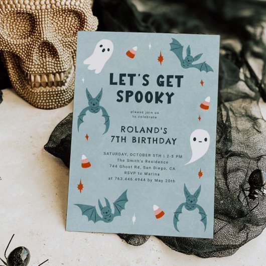 Blauw eng Halloween verjaardagsfeestje Kaart
