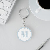 Blauw enkelvoudig monogram gepersonaliseerd sleutelhanger