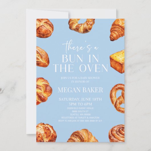 Blauw Er zit een broodje in het ovenbrood Baby sho Kaart (Voorkant)