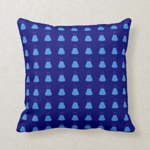 Blauw Erlenmeyer Flaspatroon Kussen