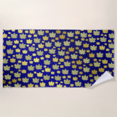 blauw, esdoorn, esdoorn, glanzend, goud, metaal, strandlaken (Voorkant)