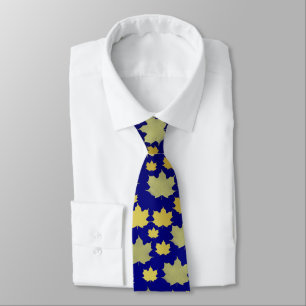 blauw, esdoorn, esdoornblad, glanzend, goud, metaa stropdas