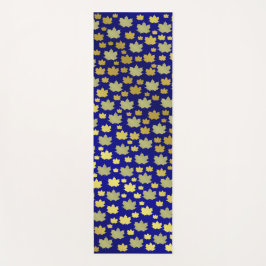 blauw, esdoorn, esdoornblad, glanzend, goud, metaa yogamat