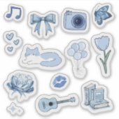 Blauw esthetisch vinyl sticker vel (Voorkant)