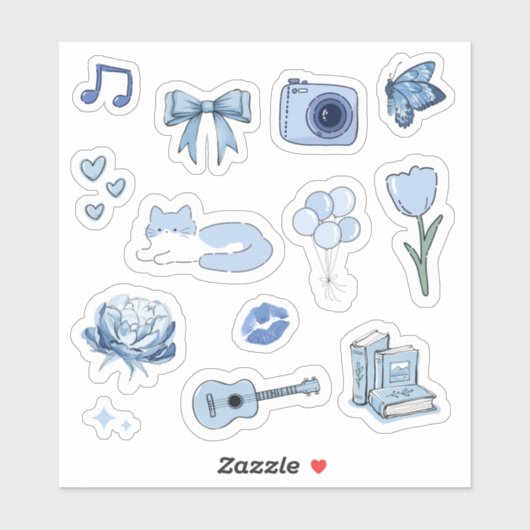Blauw esthetisch vinyl sticker vel (Vel)