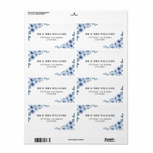 blauw etiket met floradons (Full Sheet)