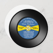 Blauw etiket Vinyl 45 Record Birthday Party Kaart (Voorkant / Achterkant)