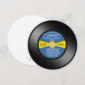 Blauw etiket Vinyl 45 Record Jubileum Party Kaart (Voorkant / Achterkant)