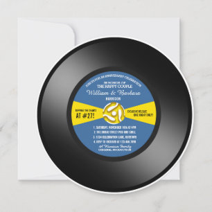 Blauw etiket Vinyl 45 Record Jubileum Party Kaart