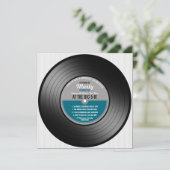 Blauw etiket Vinyl Record 50e verjaardag Kaart (Staand voorkant)