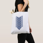 Blauw Etnisch Patroon Tote Bag (Dichtbij)