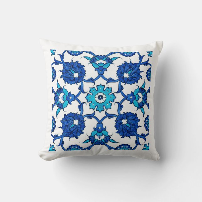 Blauw etnisch Turks ontwerp Kussen (Voorkant)