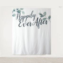 Blauw Eucalyptus Happily Ever Trouw Achtergrond Wandkleed