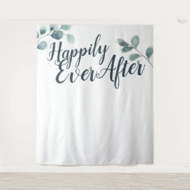 Blauw Eucalyptus Happily Ever Trouw Achtergrond Wandkleed